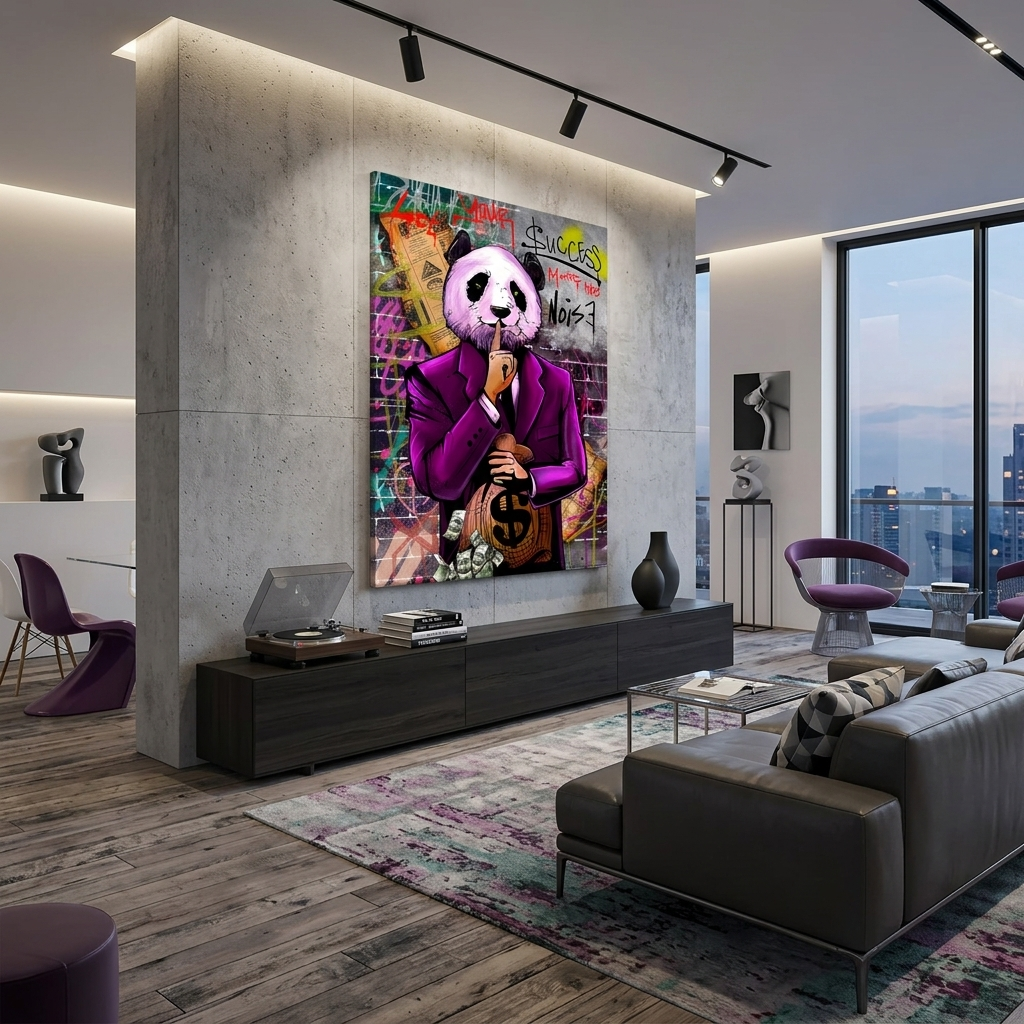 For motivation Money Panda Make the noise Motivational Canvas Wall Art Print