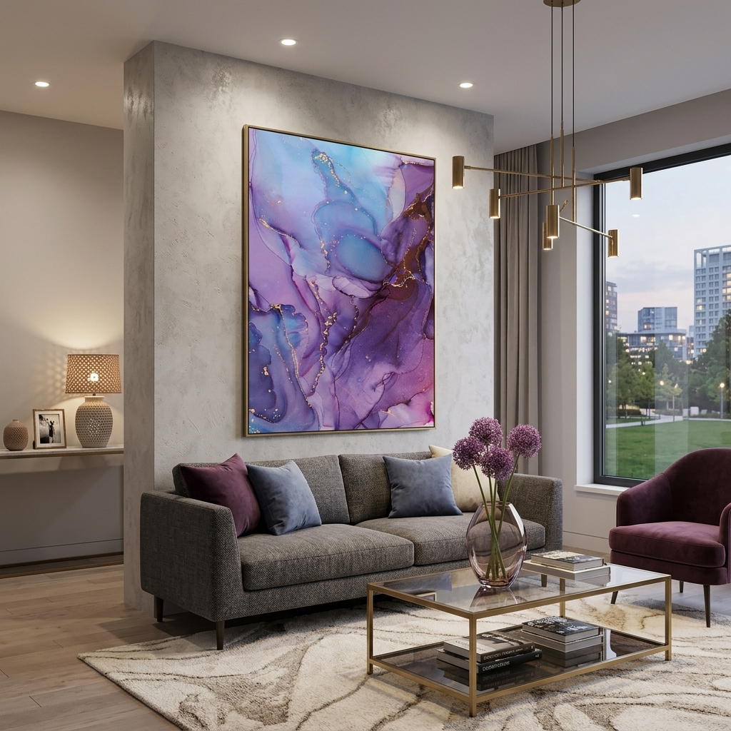 Lavender pink Abstraction Canvas Wall Art Print