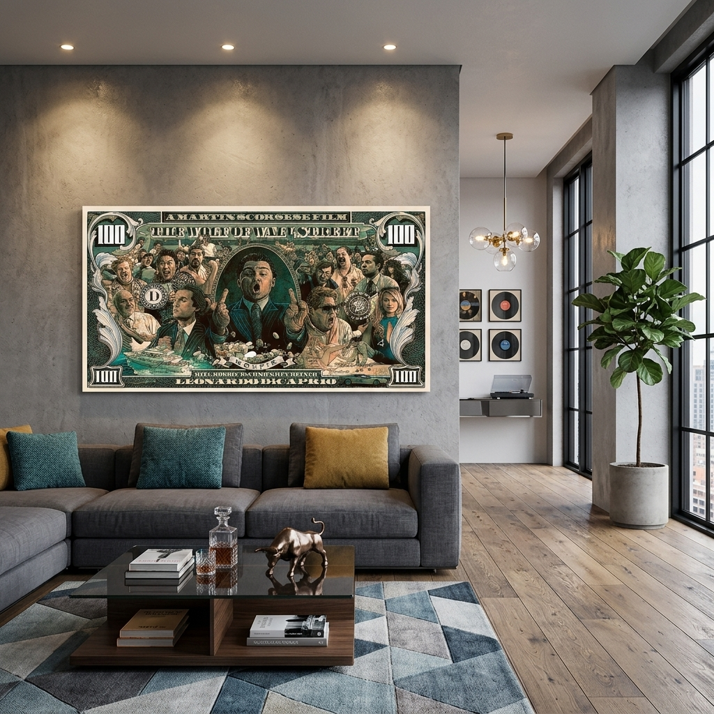100 dolars Wolf of Wall Street Inspirational Canvas Wall Art Print