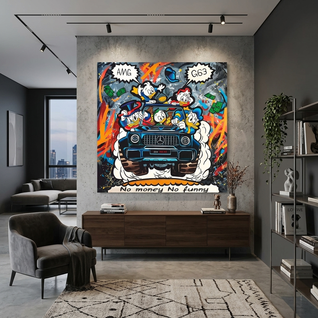 Scrooge on Mercedes Inspirational Canvas Wall Art Print