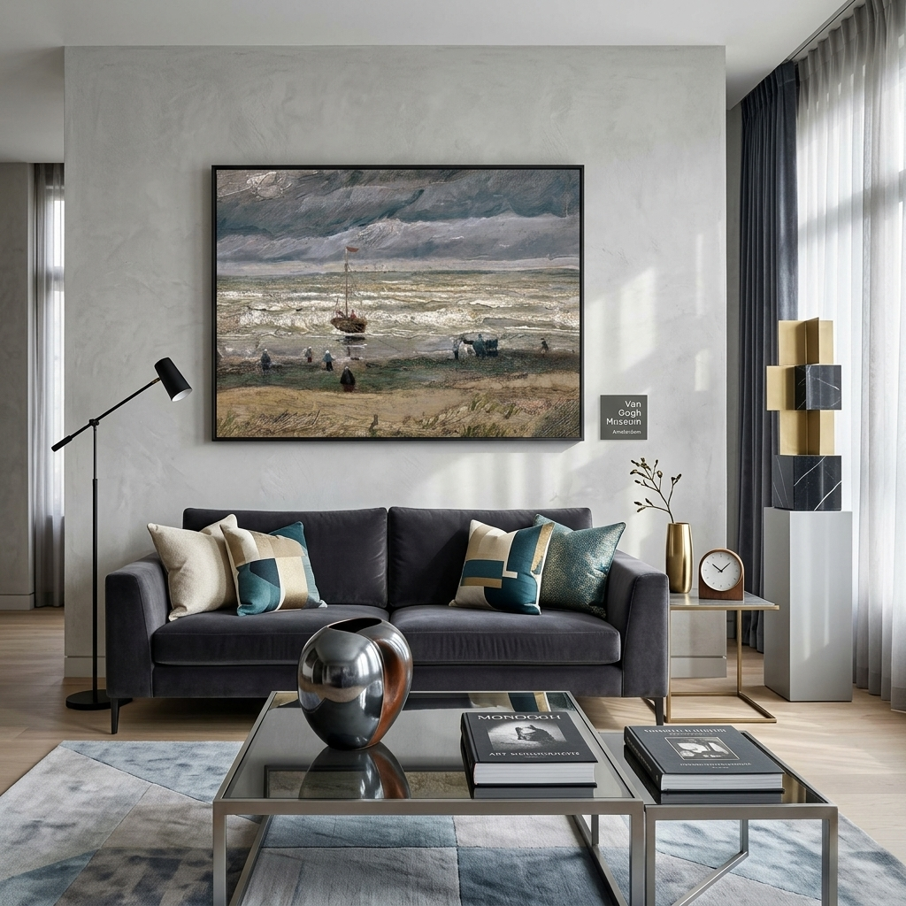 Sea view off Scheveningen Reproduction Canvas Wall Art Print