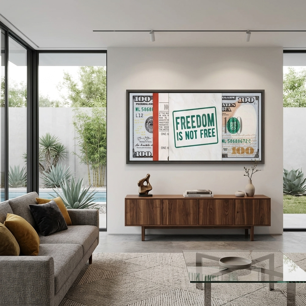 Dollar Freedom is not free Inspirational Canvas Wall Art Print