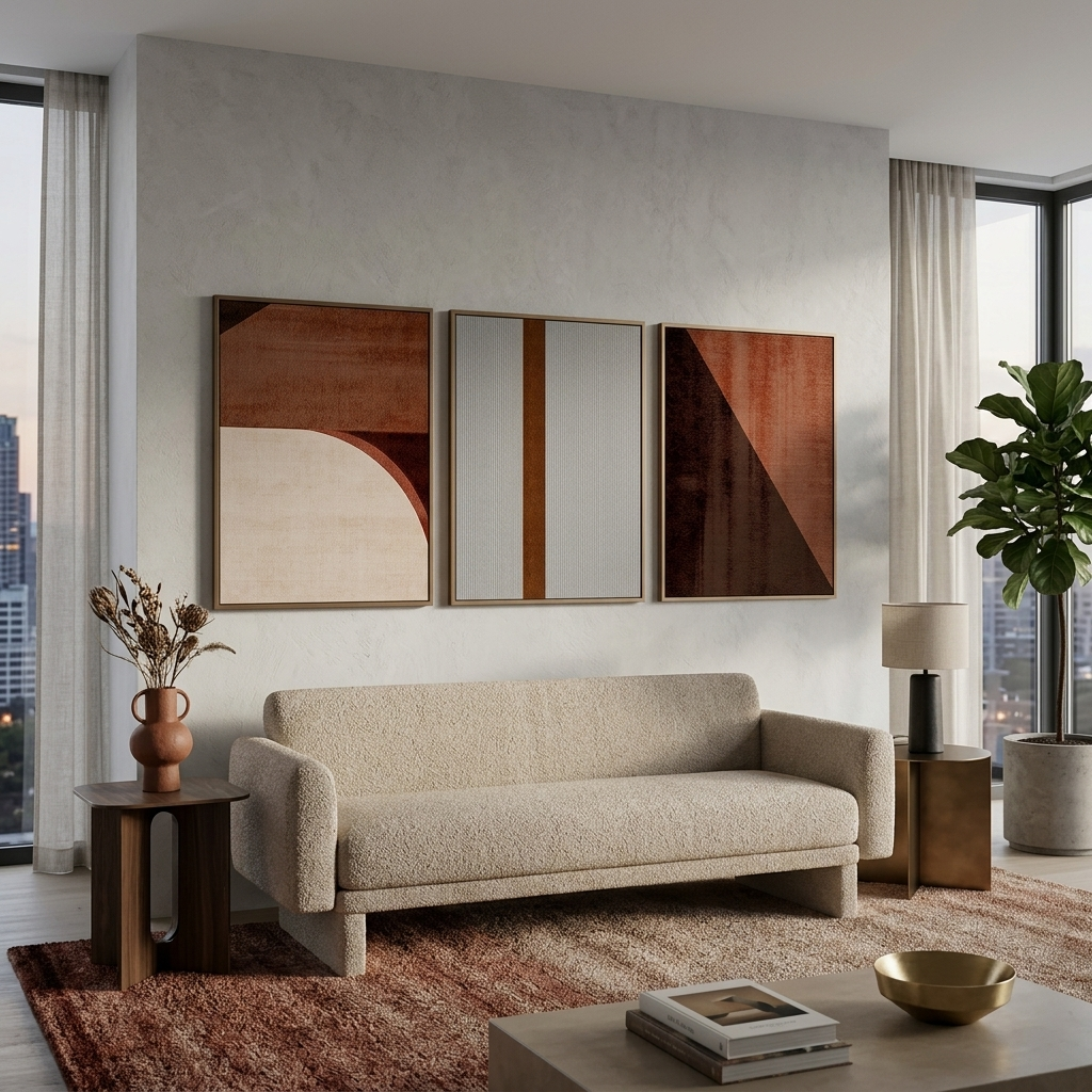 Modular abstract with a distinct brown color. Multi Panel Canvas Wall Art Print