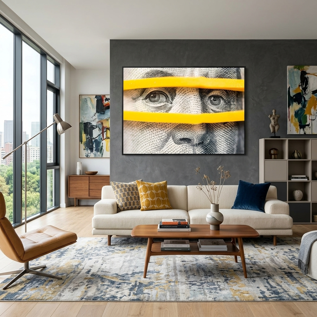 Franklin on the dollar close-up. Inspirational Canvas Wall Art Print