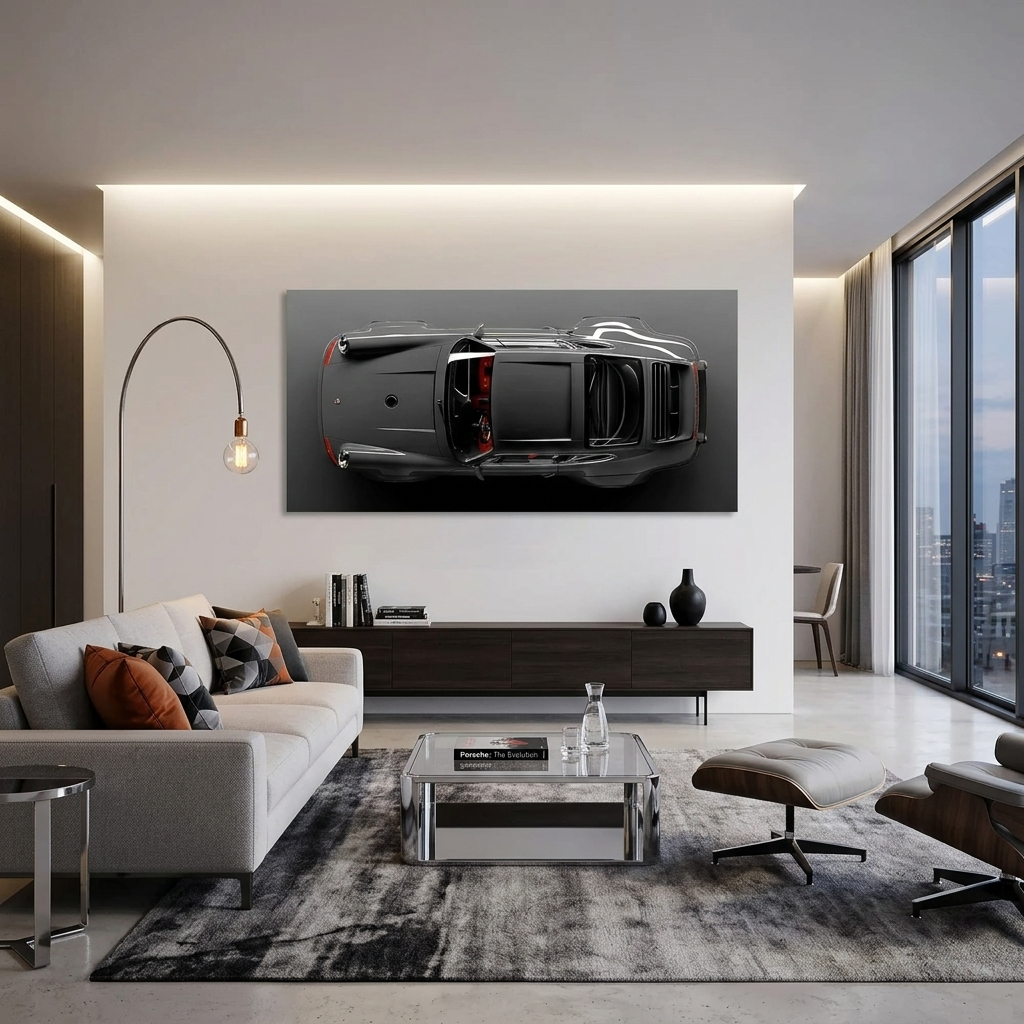 Porsche top view Canvas Wall Art Print