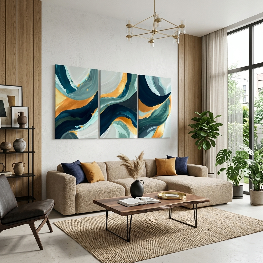 Modular colorful abstraction Multi Panel Canvas Wall Art Print