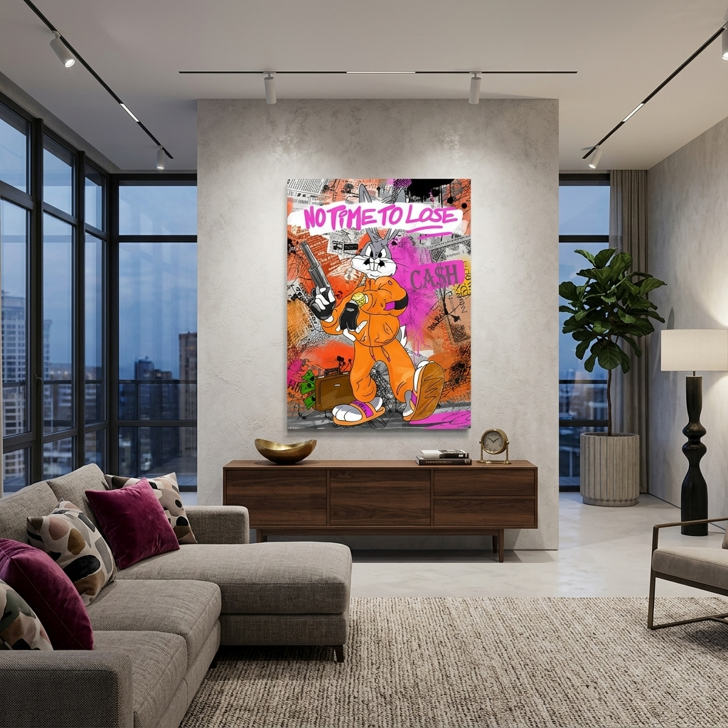 There's no time to waste Bugs Bunny Motivational Canvas Wall Art Print
