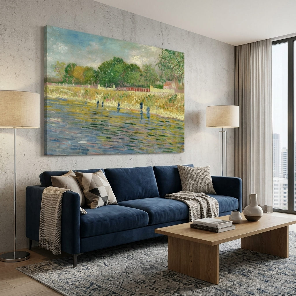 The banks of the Seine by Vincent van Gogh Reproduction Canvas Wall Art Print