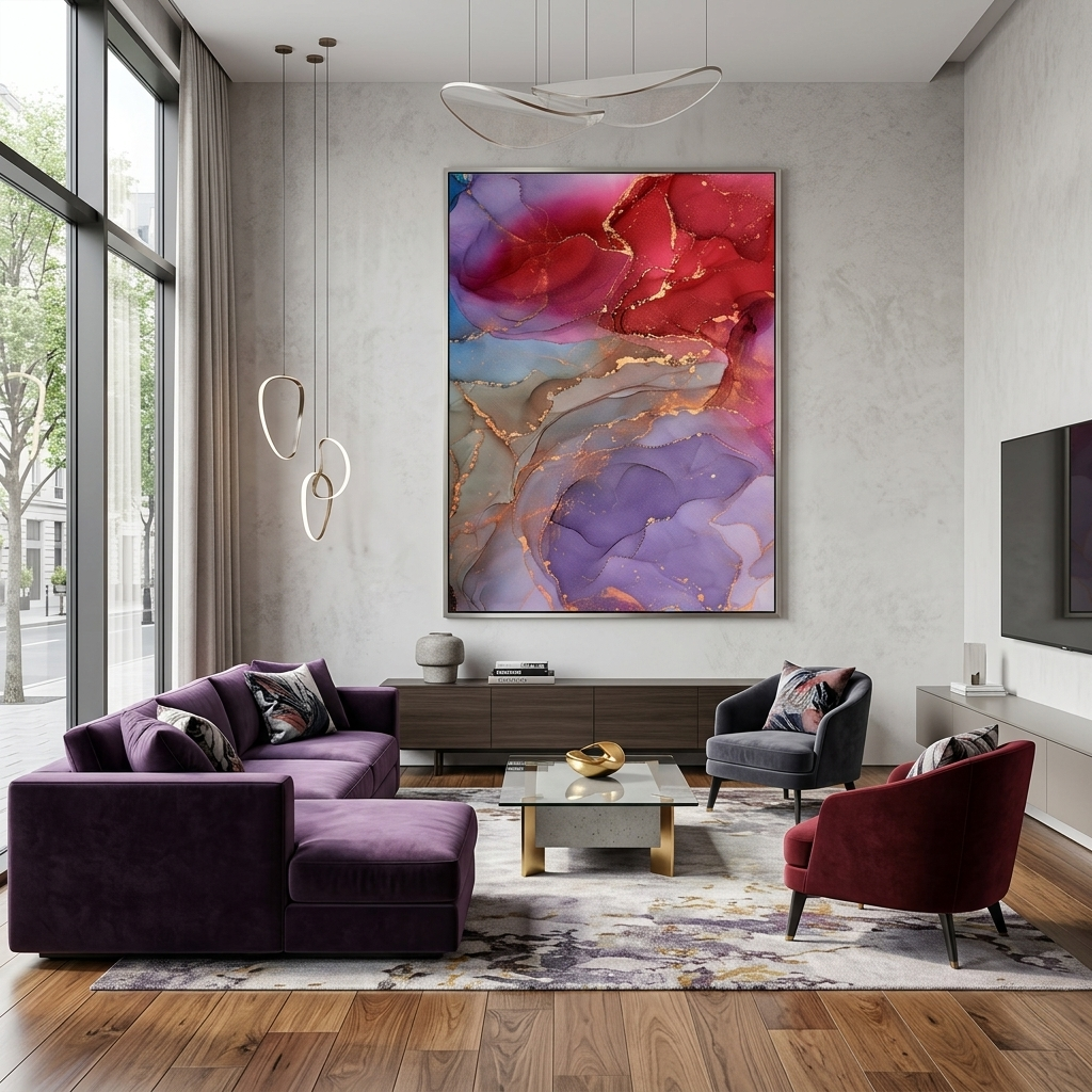 Red-purple Abstraction Canvas Wall Art Print