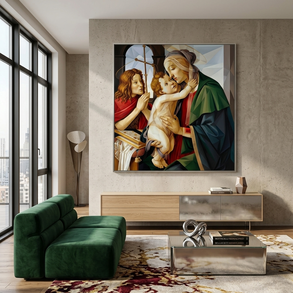 Madonna with Child and Young John the Baptist by Sandro Botticelli Reproduction Canvas Wall Art Print