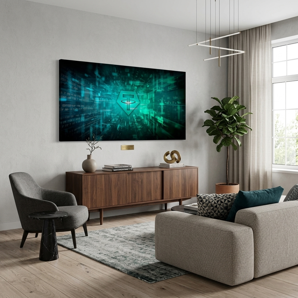 Tether USDT green logo Inspirational Canvas Wall Art Print