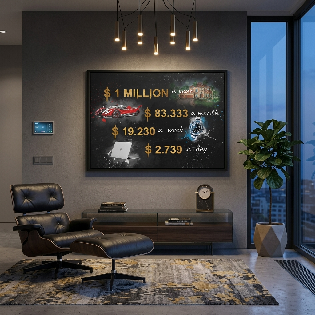 The path to a million in a year Canvas Wall Art Print For Office
