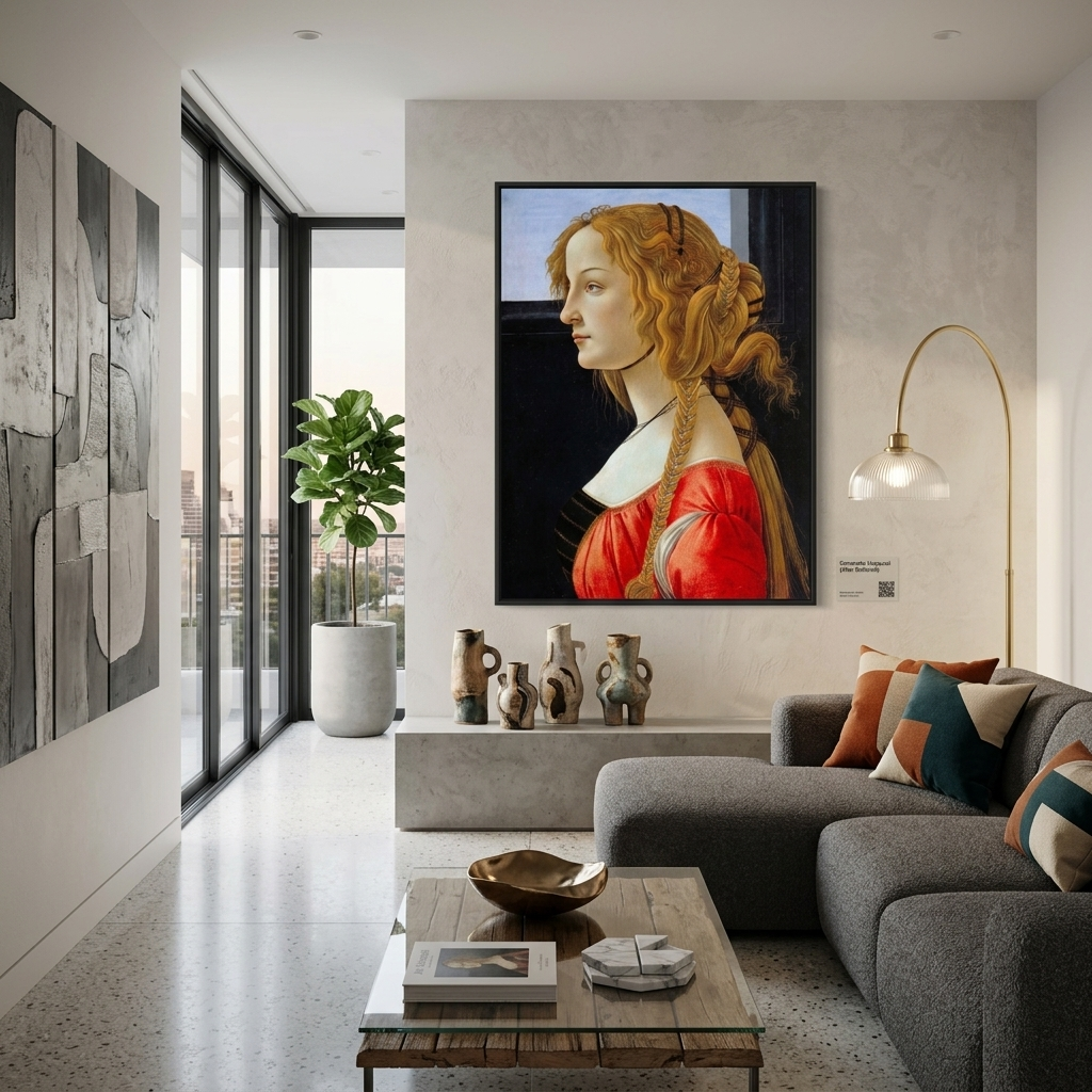 Botticelli's Portrait of a Young Woman Reproduction Canvas Wall Art Print