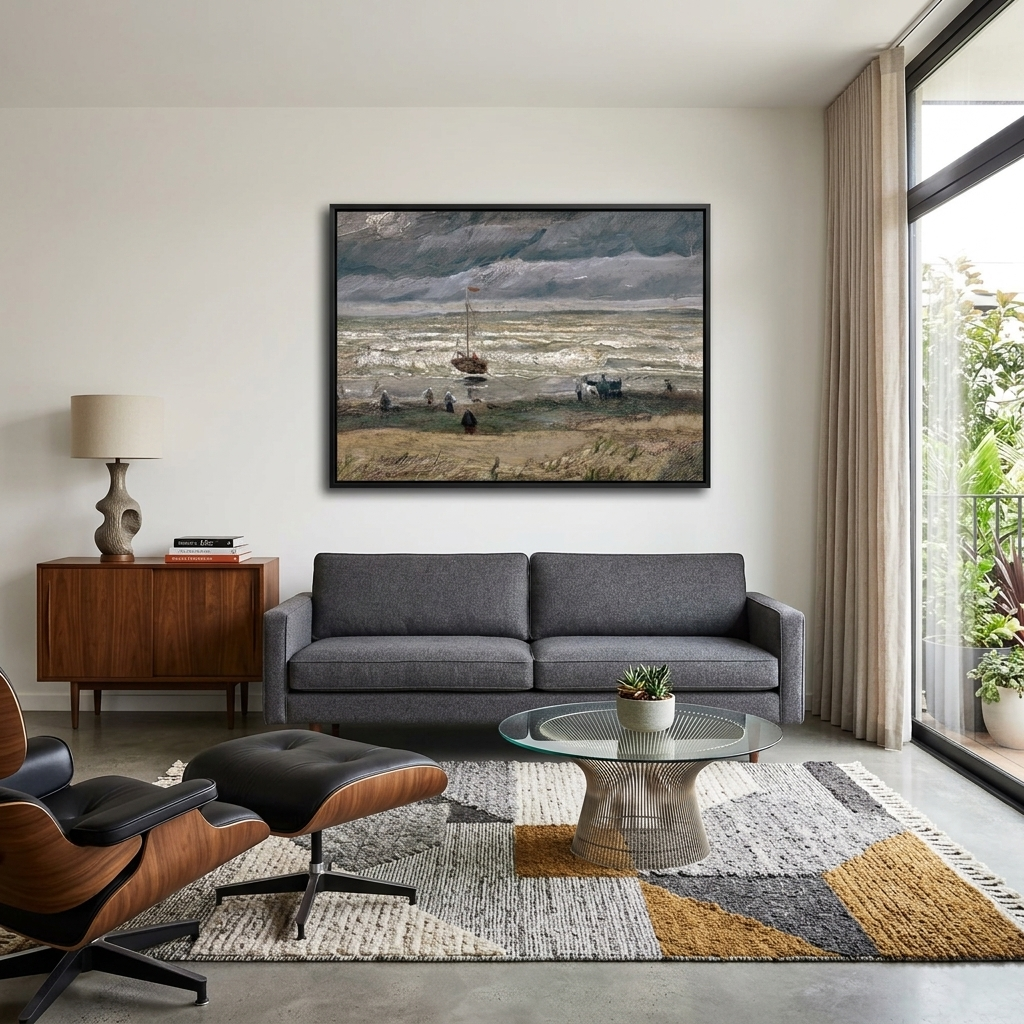 Sea view off Scheveningen Reproduction Canvas Wall Art Print