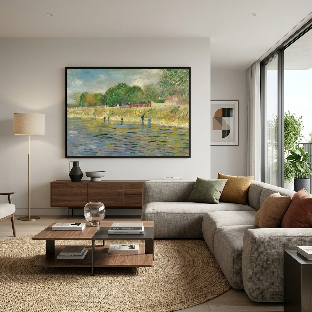 The banks of the Seine by Vincent van Gogh Reproduction Canvas Wall Art Print