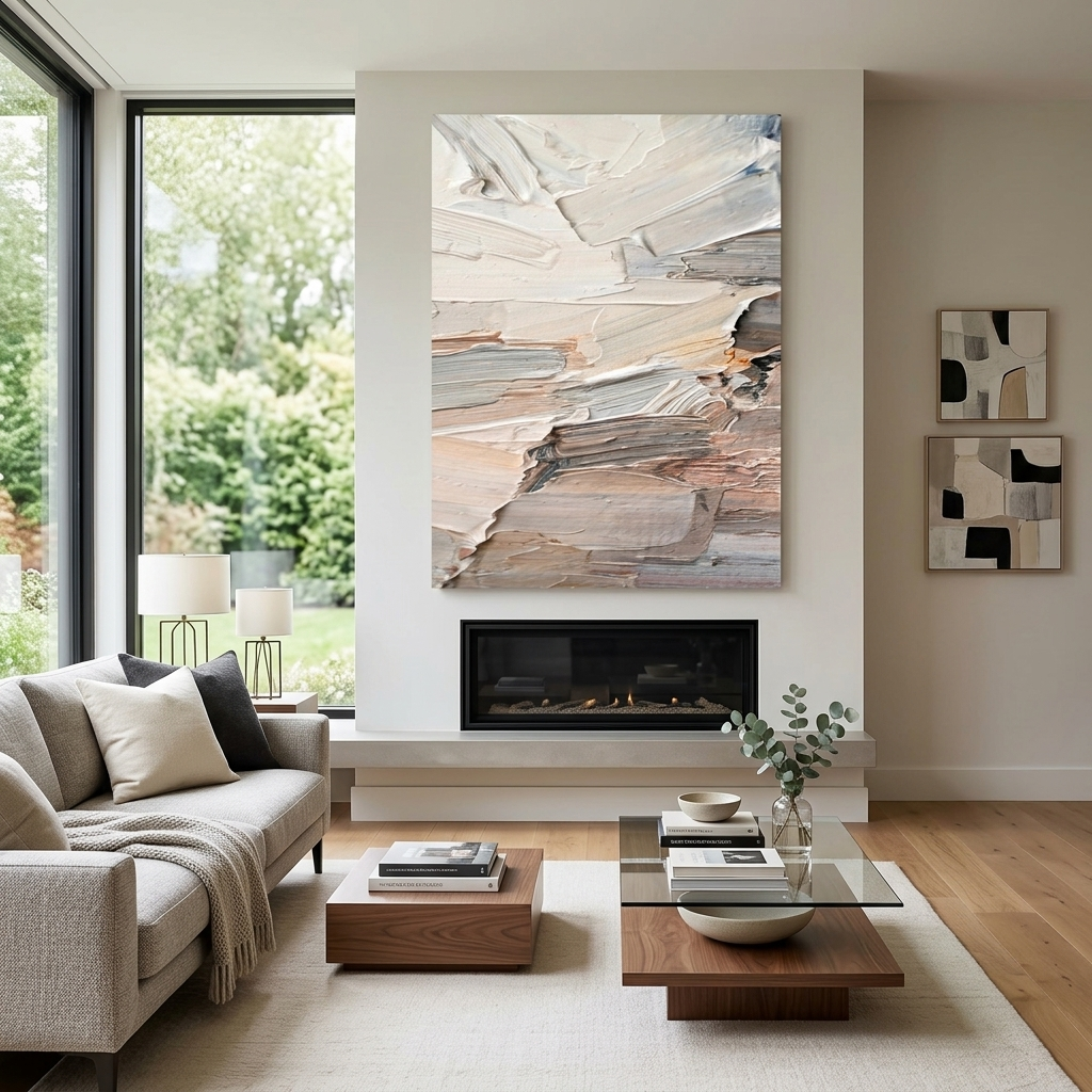 Paint strokes in light colors Abstraction Canvas Wall Art Print