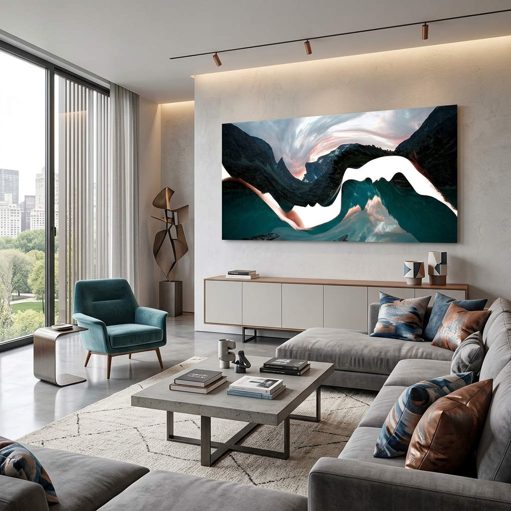 The silhouette of two faces Abstraction Canvas Wall Art Print