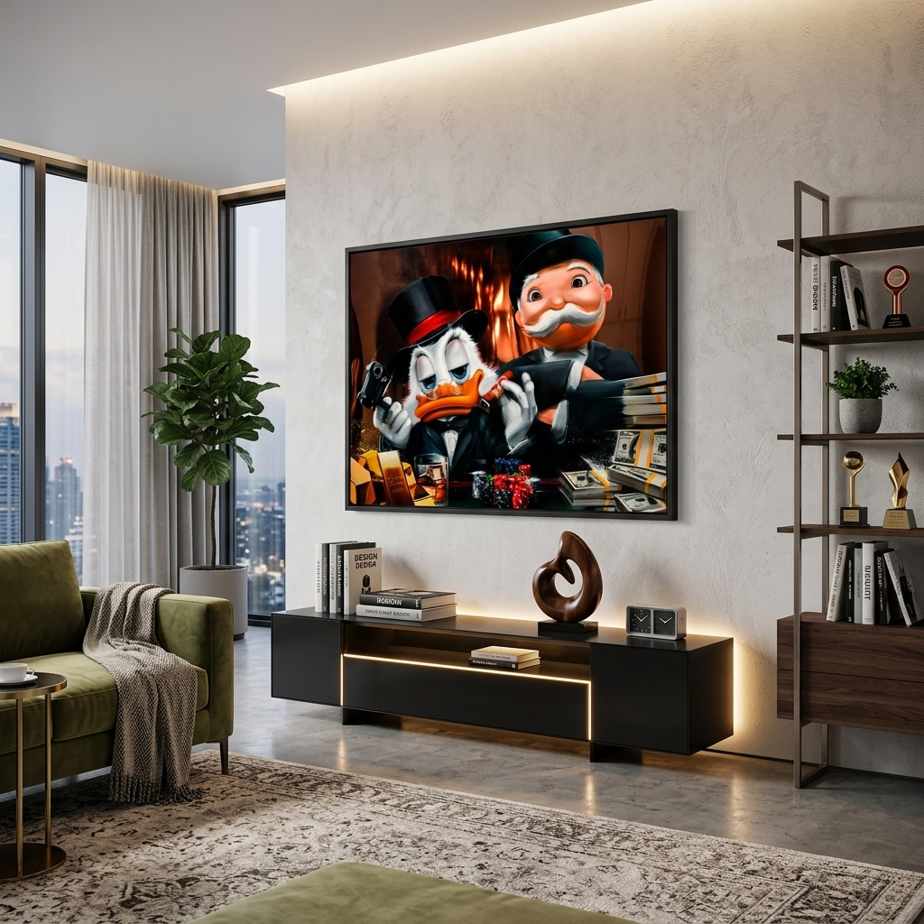 Scrooge, monopoly, money Inspirational Canvas Wall Art Print