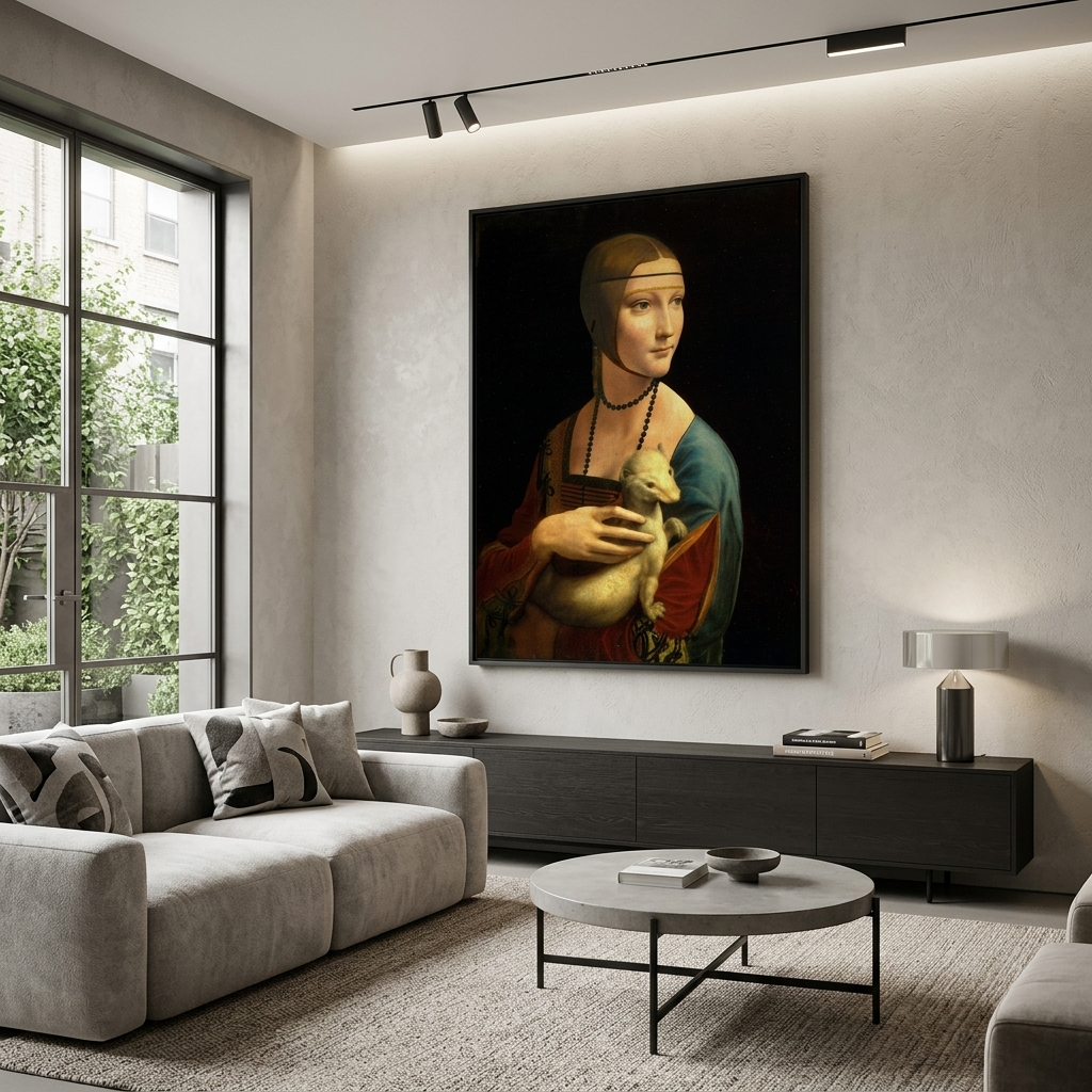 Leonardo da Vinci's Lady with the Ermine Reproduction Canvas Wall Art Print
