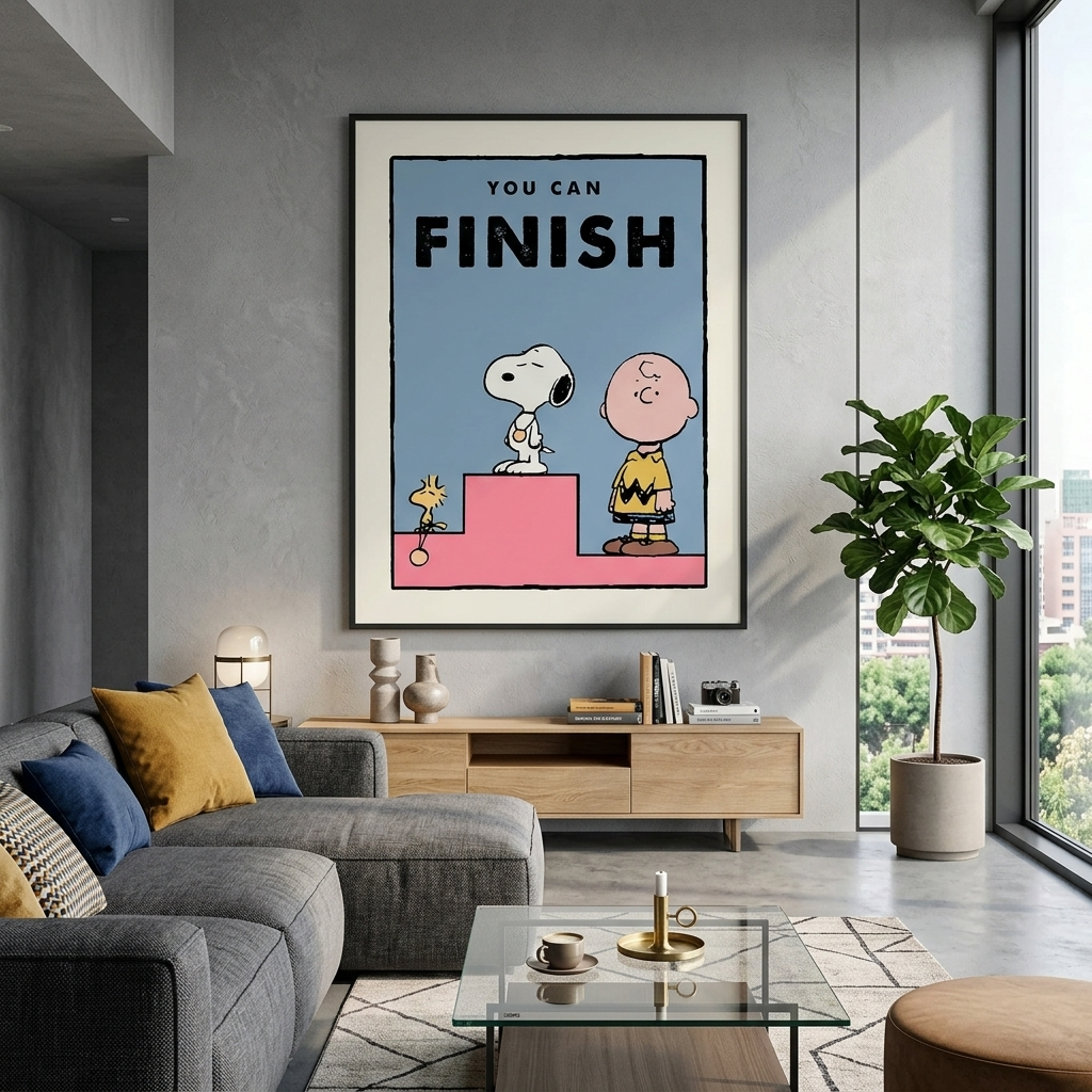 A pedestal with a doggy in first place Motivational Canvas Wall Art Print