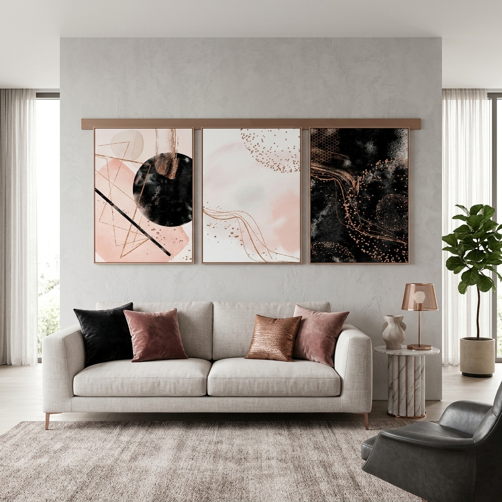 Modular black-powder abstract Multi Panel Canvas Wall Art Print