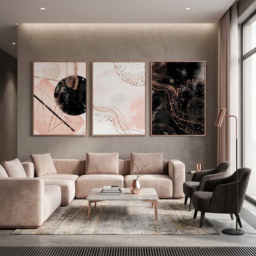 Modular black-powder abstract Multi Panel Canvas Wall Art Print