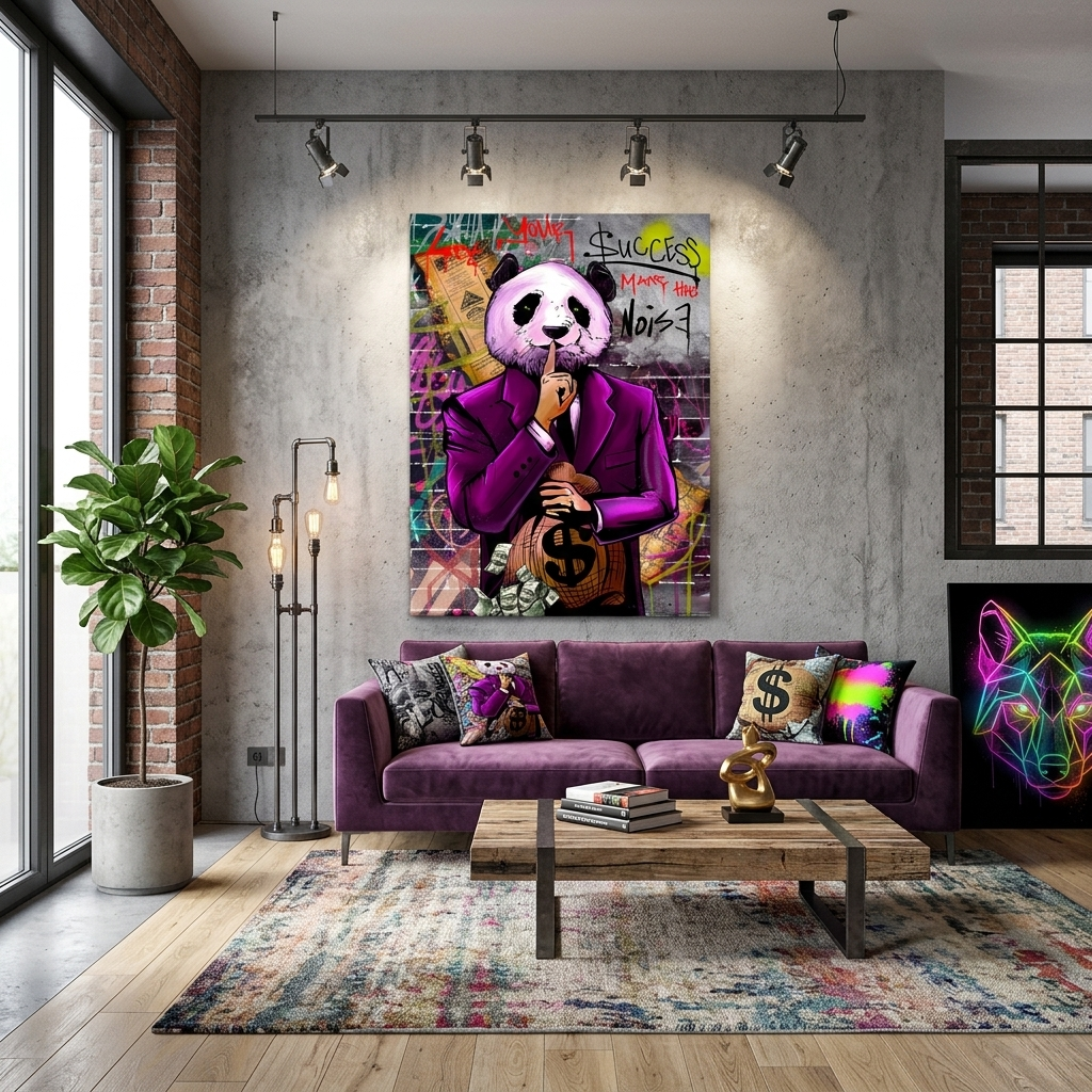 For motivation Money Panda Make the noise Motivational Canvas Wall Art Print