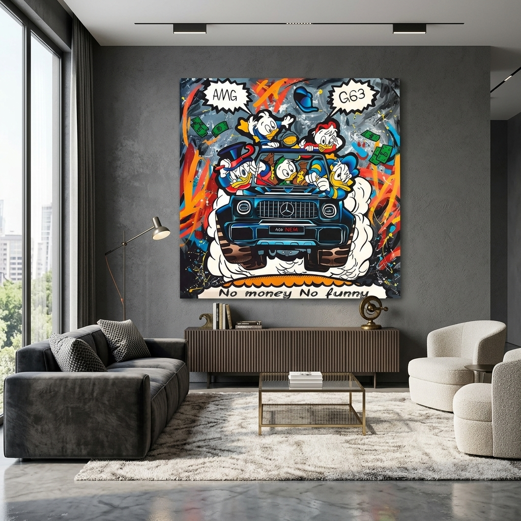 Scrooge on Mercedes Inspirational Canvas Wall Art Print