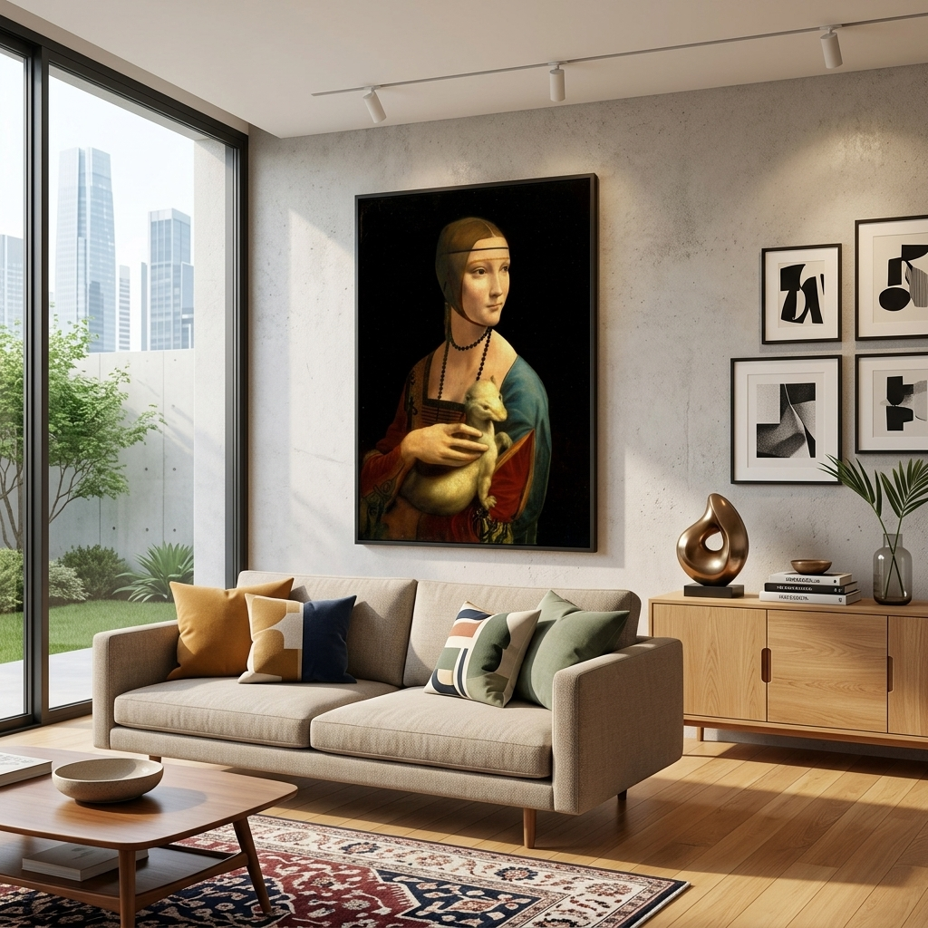Leonardo da Vinci's Lady with the Ermine Reproduction Canvas Wall Art Print