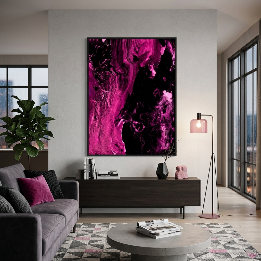 Crimson and black Abstraction Canvas Wall Art Print