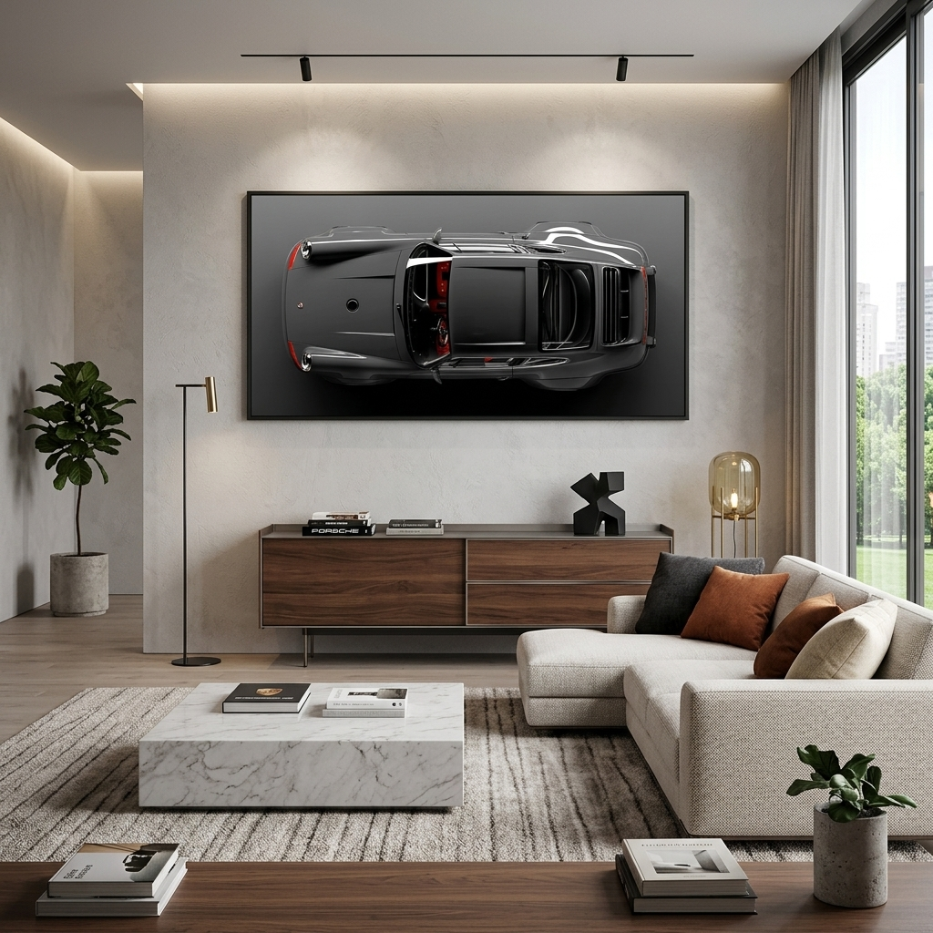 Porsche top view Canvas Wall Art Print