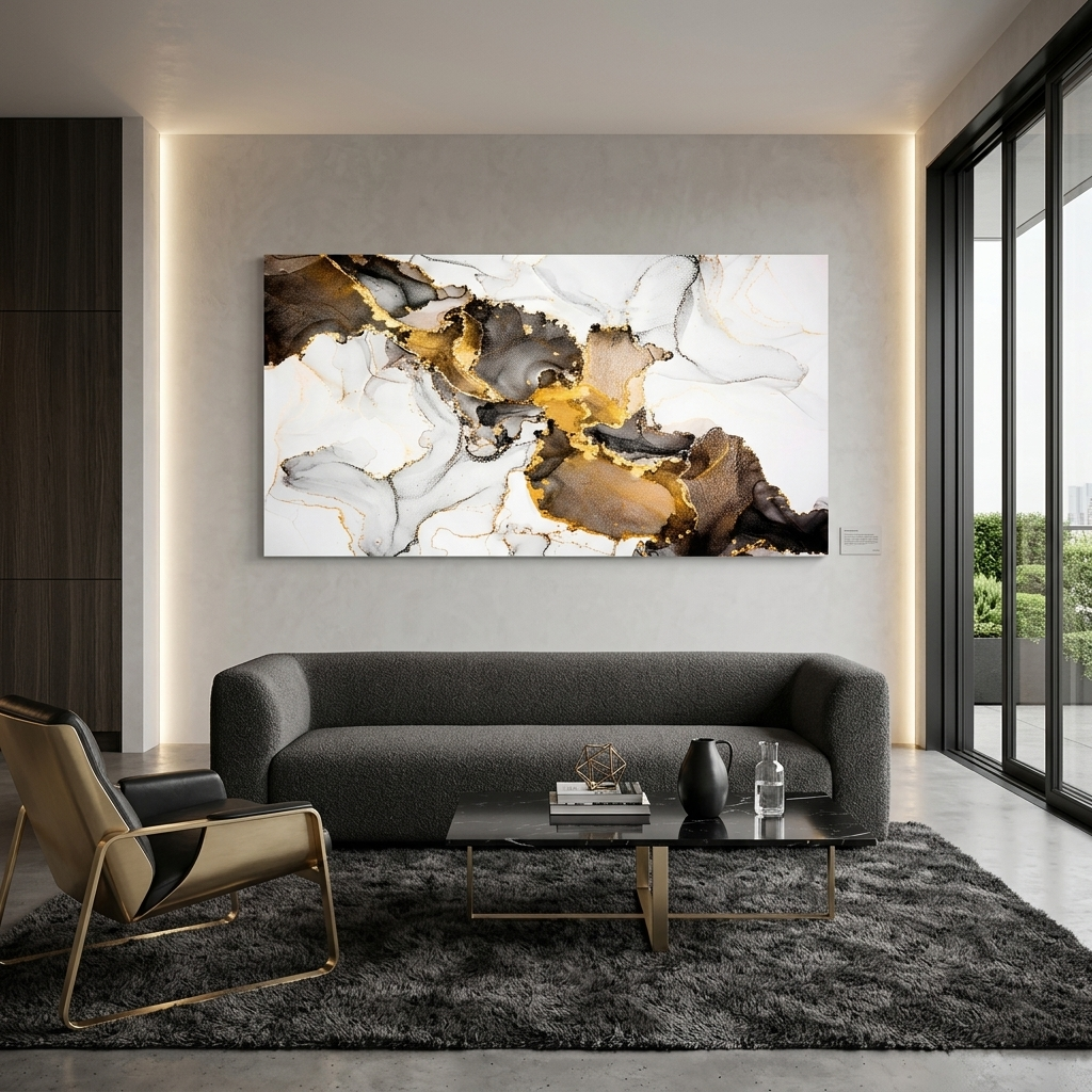 Marble abstract in brown and gold colors Abstraction Canvas Wall Art Print