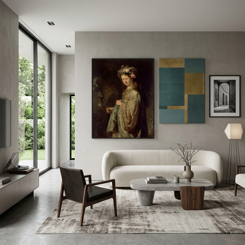 Saskia as Flora Rembrandt Reproduction Canvas Wall Art Print