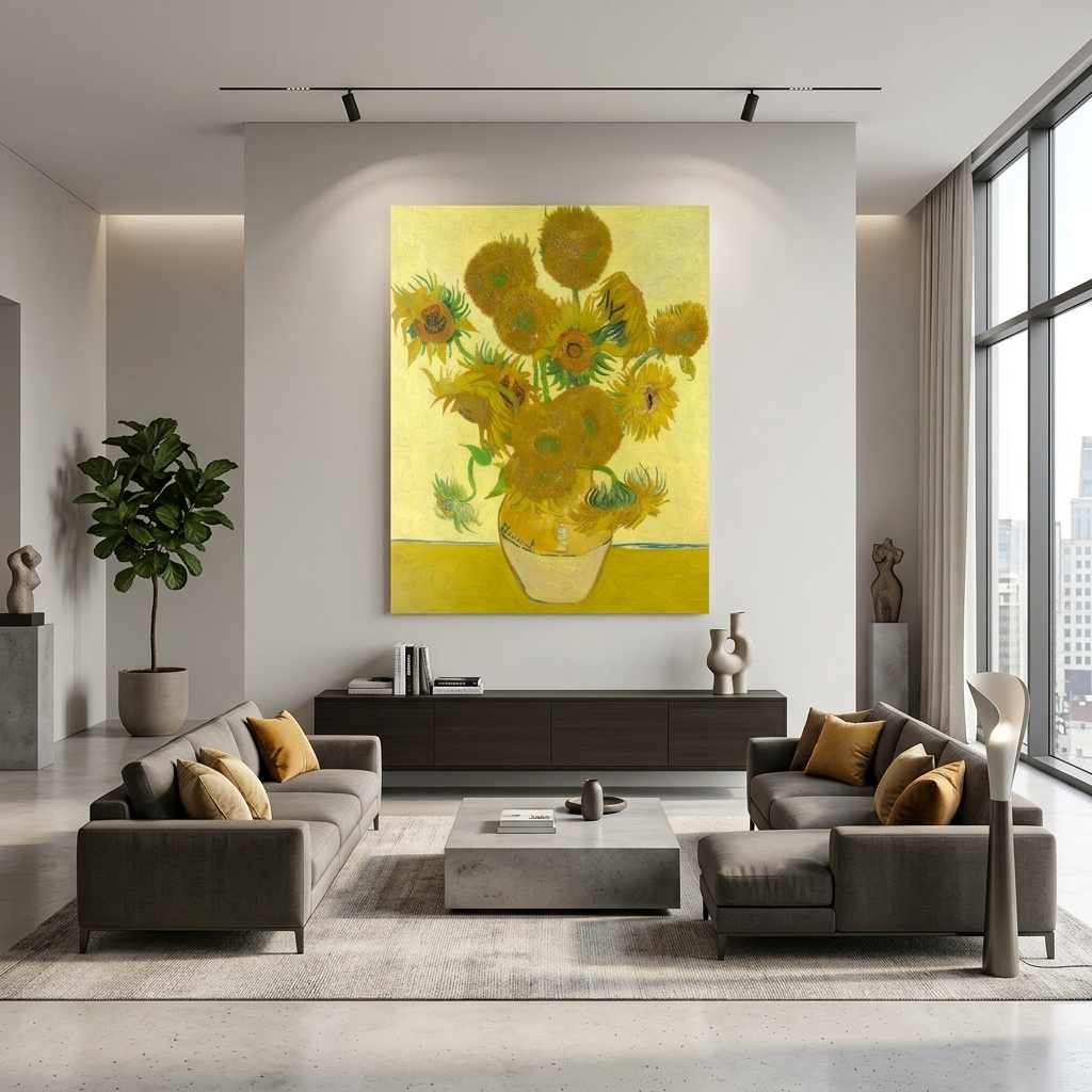 Sunflowers in a yellow vase Vincent van Gogh Reproduction Canvas Wall Art Print