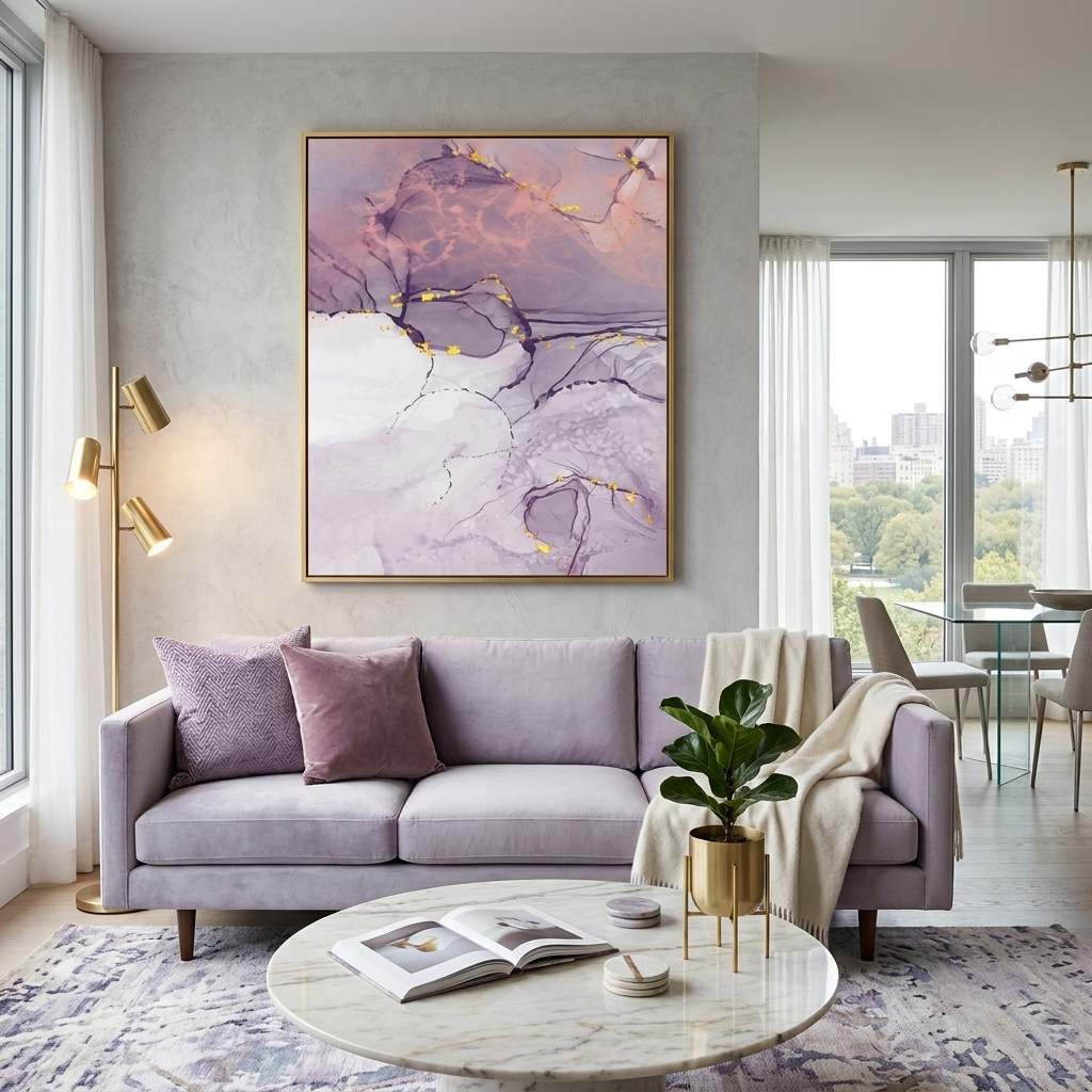 Light purple Abstraction Canvas Wall Art Print