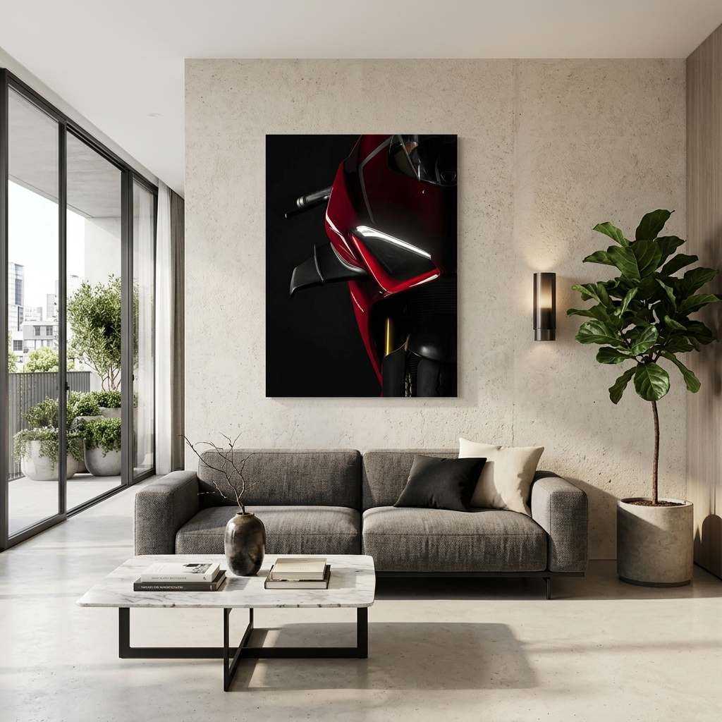 Motorcycle Ducati Panigale V4 red Canvas Wall Art Print