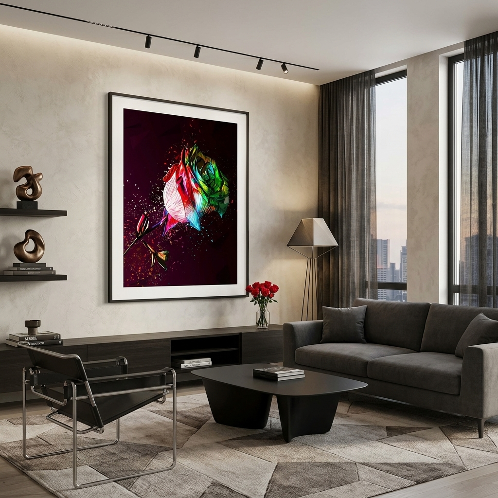 For home Colored rose Canvas Wall Art Print