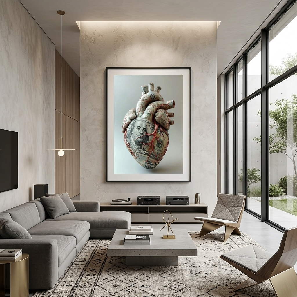 Financial Heart Canvas Wall Art - Unique Blend of Passion and Prosperity