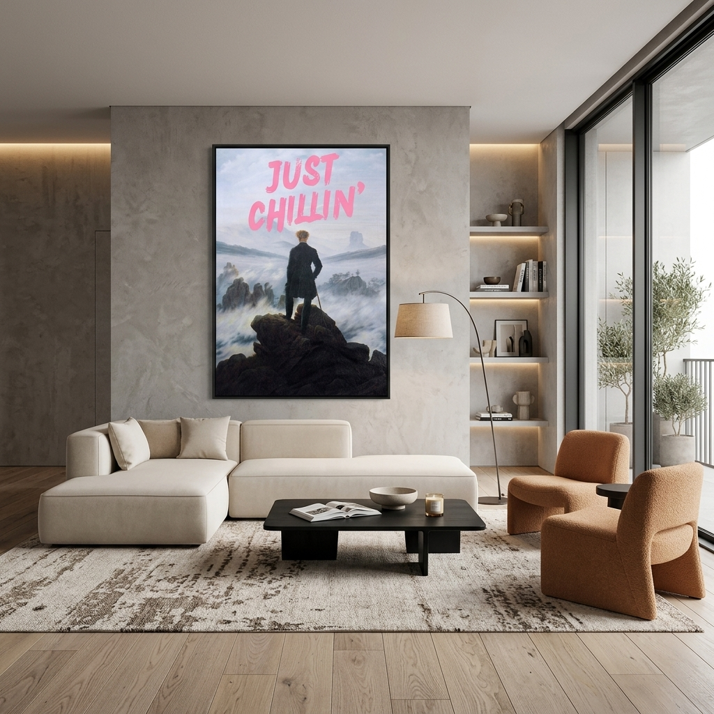 Canvas Wall Art Print Wanderer over the sea of fog. Just chilling