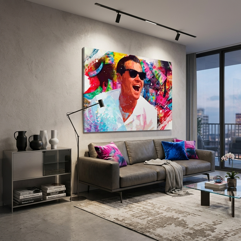 Leonardo DiCaprio wearing black sunglasses in a variety of shades Motivational Canvas Wall Art Print
