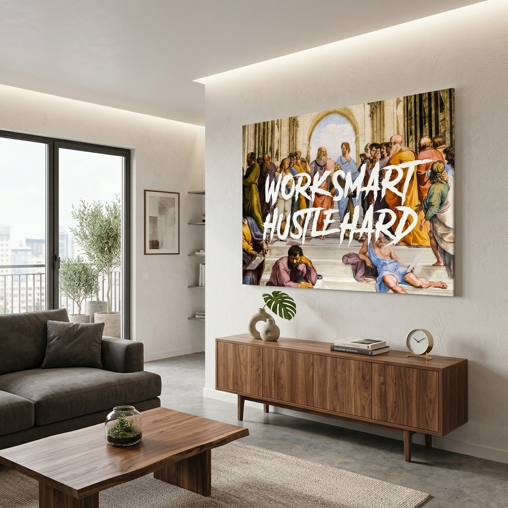 Philosophers Work smart hustle hard Motivational Canvas Wall Art Print