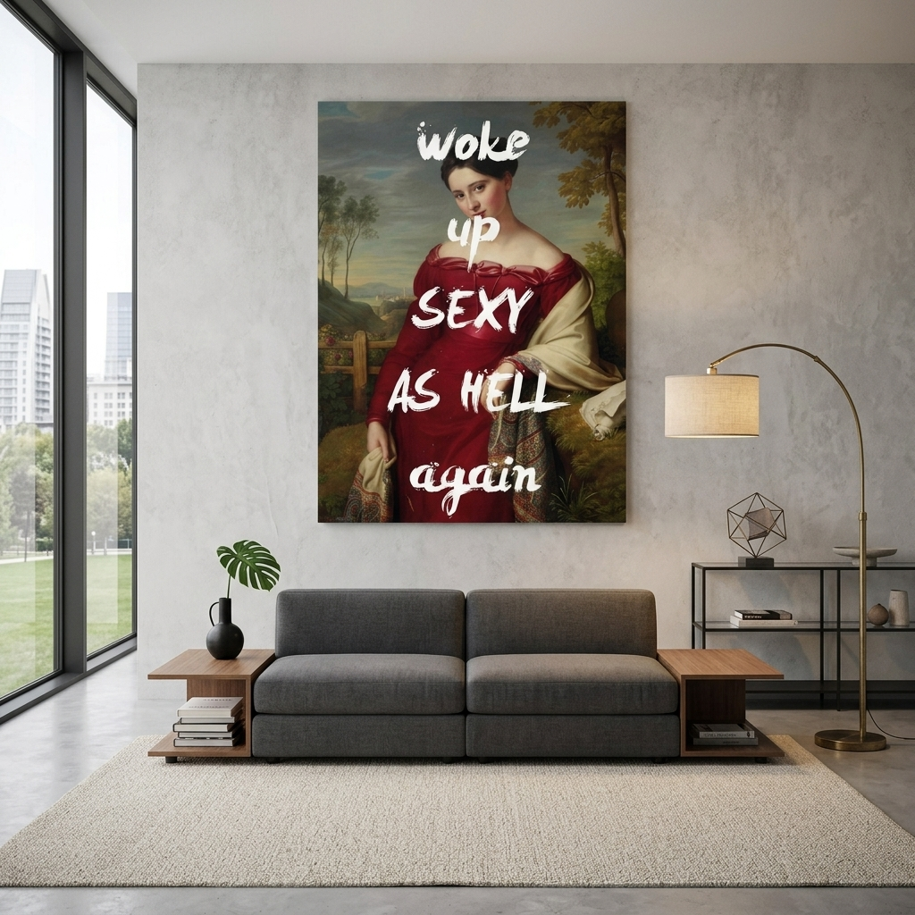 Canvas Wall Art Print Woke up sexy as hell again