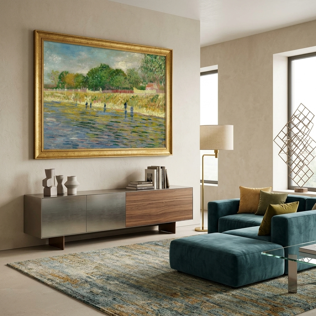 The banks of the Seine by Vincent van Gogh Reproduction Canvas Wall Art Print