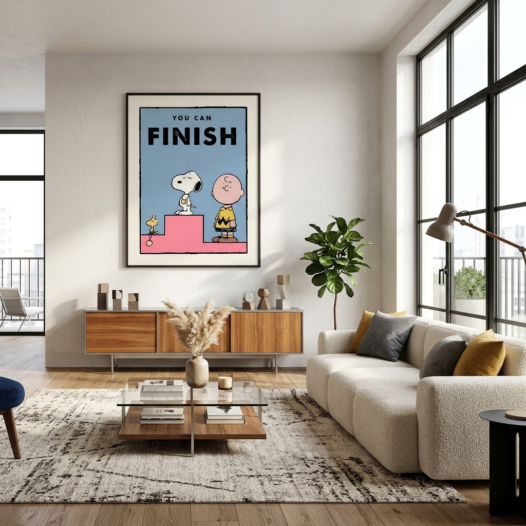 A pedestal with a doggy in first place Motivational Canvas Wall Art Print