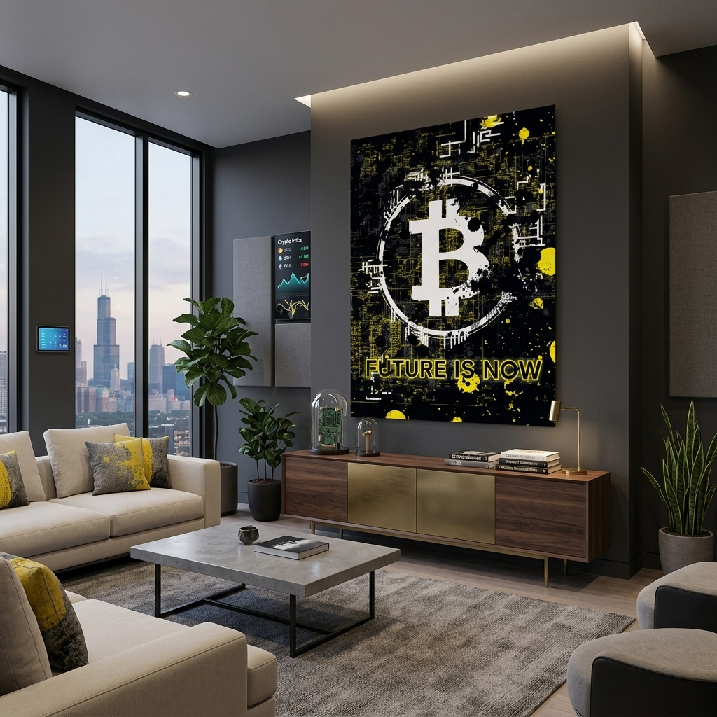Bitcoin The future is now Inspirational Canvas Wall Art Print