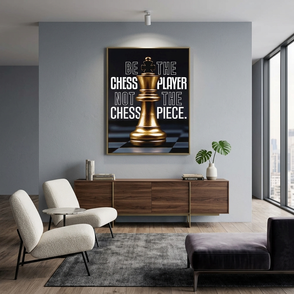 For motivation Chess King Gold Motivational Canvas Wall Art Print