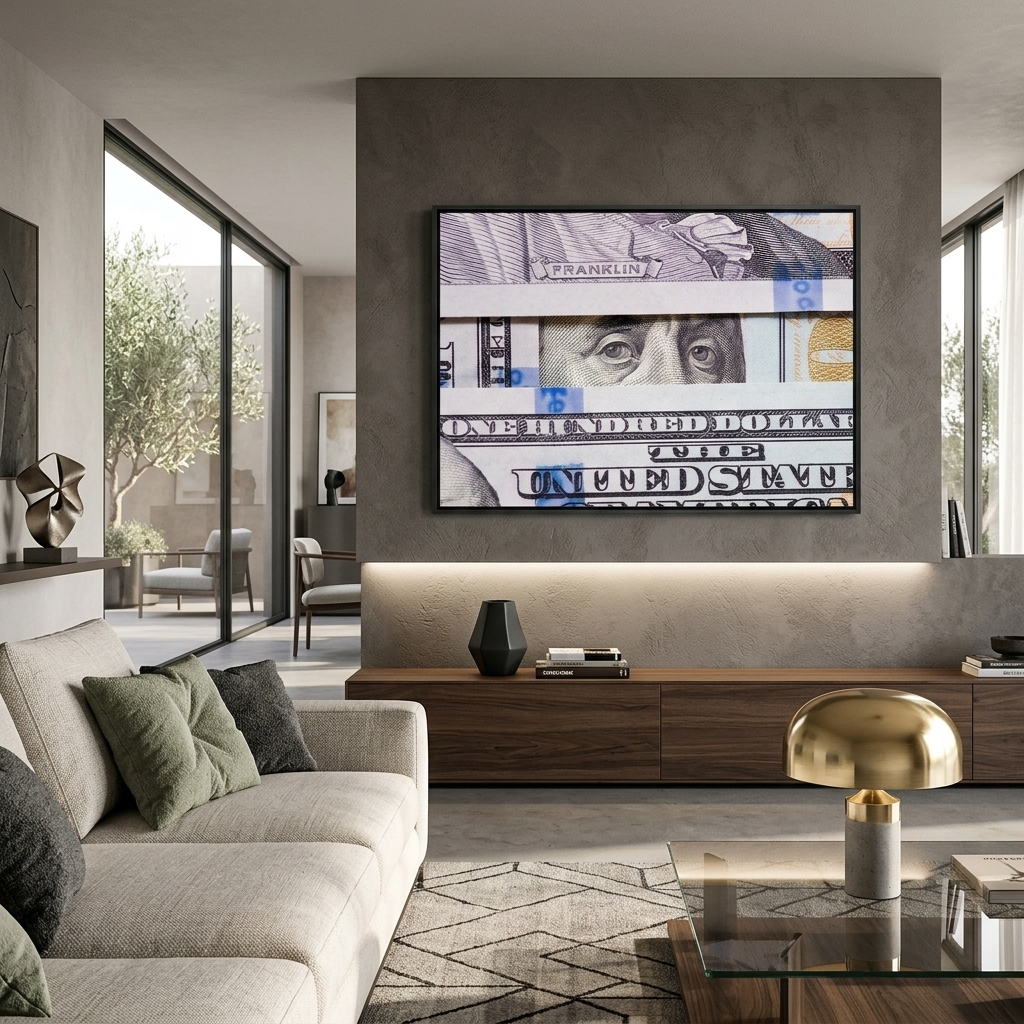 To the office for motivation $100 Benjamin Franklin's view Inspirational Canvas Wall Art Print