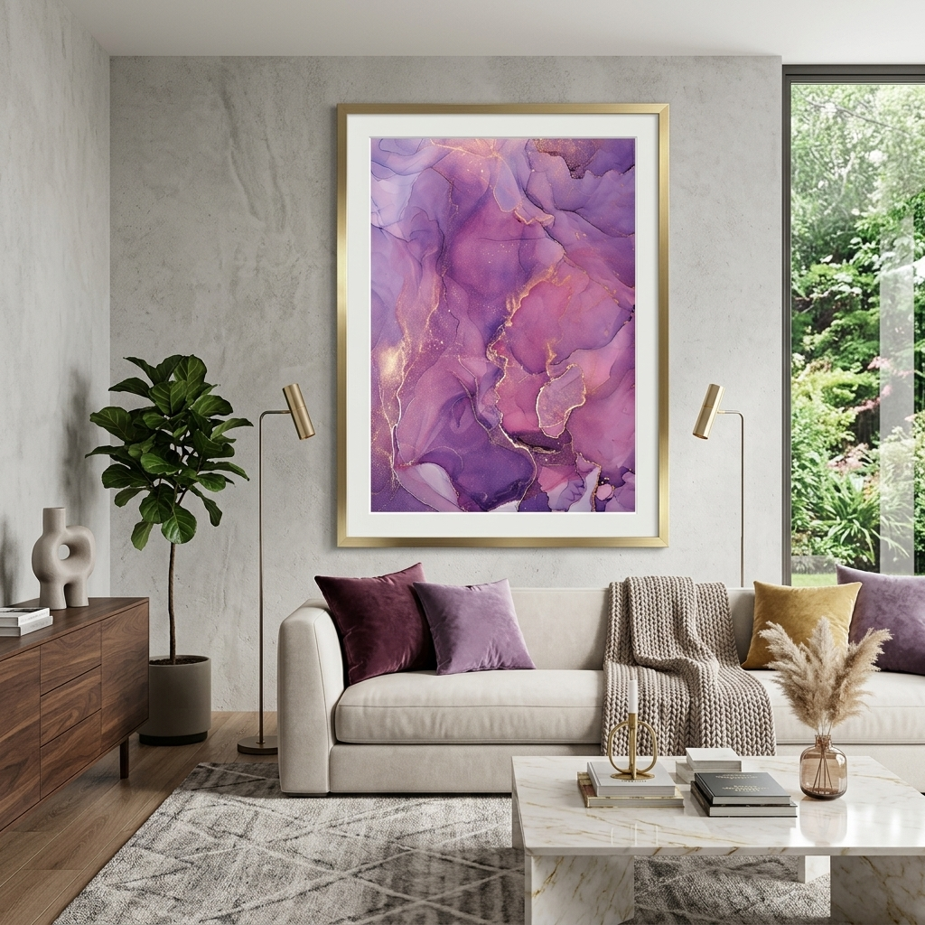 Lilac pink Abstraction Canvas Wall Art Print