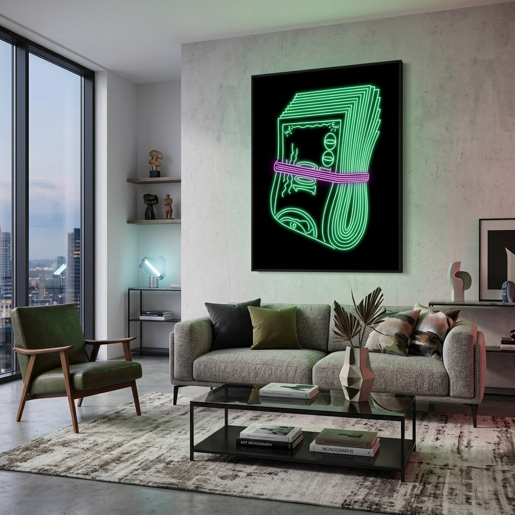 A bundle of dollars Motivational Canvas Wall Art Print