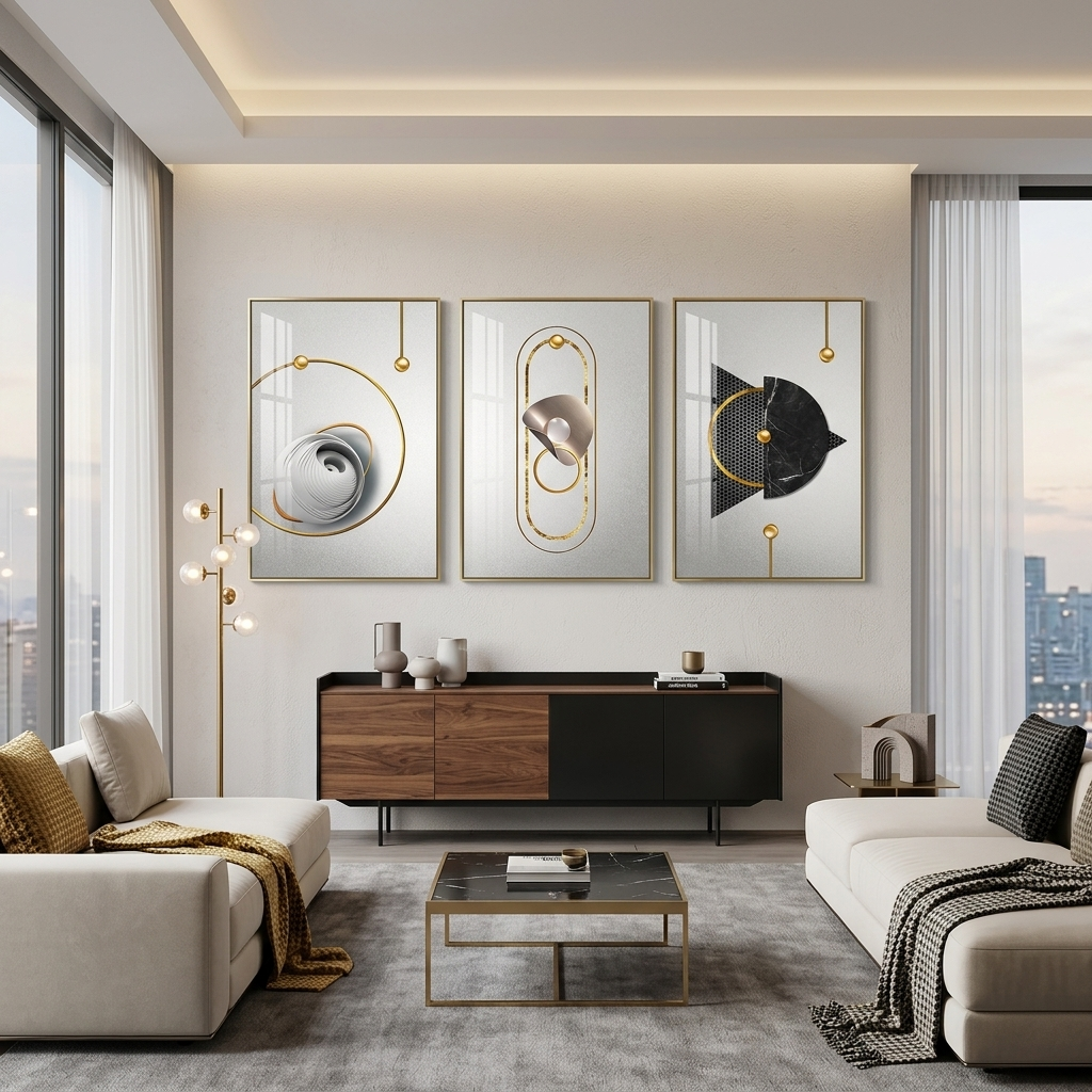 Multi Panel Canvas Wall Art Print Abstraction geometric painting